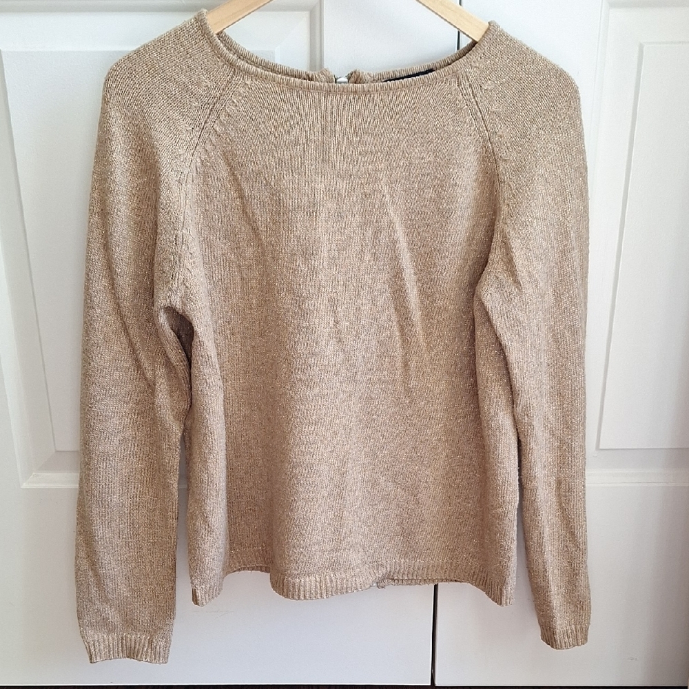Smart Set Zippered Back Shimmering Gold Sweater
